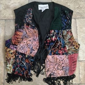 Funky Vintage Tassel Patch Work Vest Size Medium